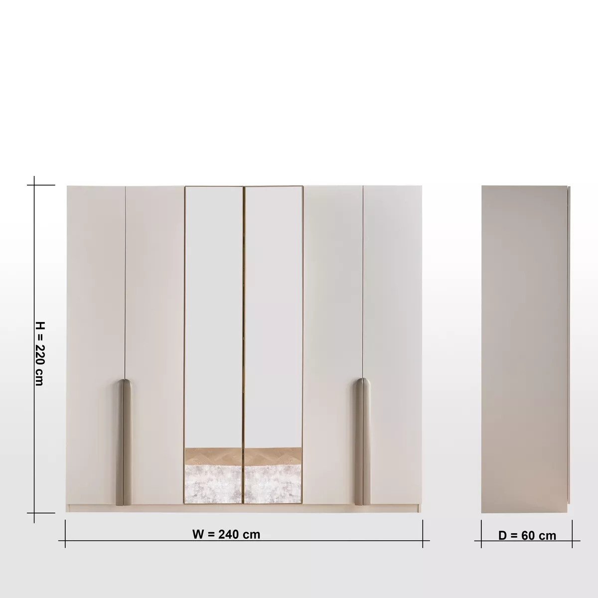Viera 6-Door Wardrobe with Drawers - Image 4