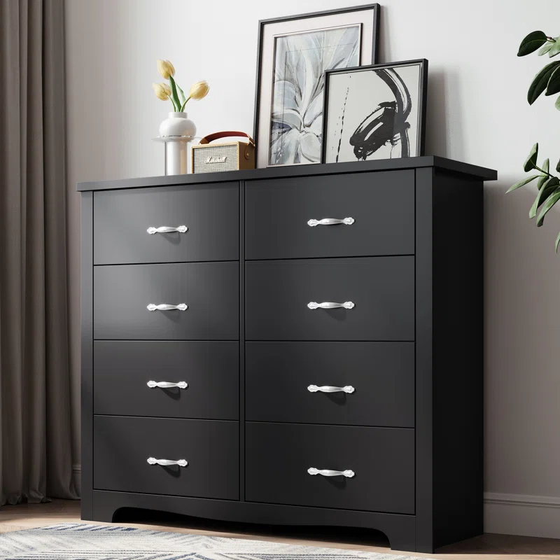 Black Double Chest of Drawers With Minimalist Design