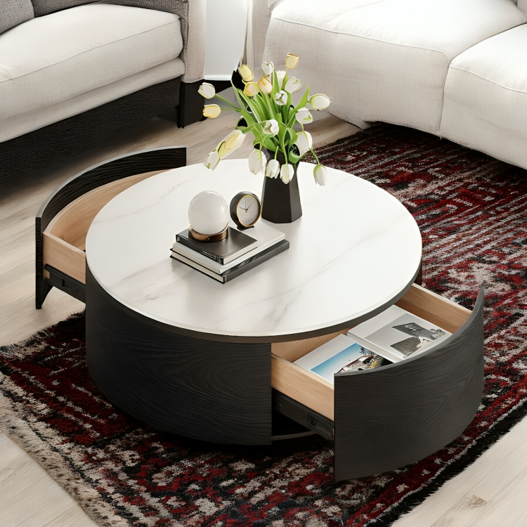 Chelsea Round Coffee Table with Drawer Storage