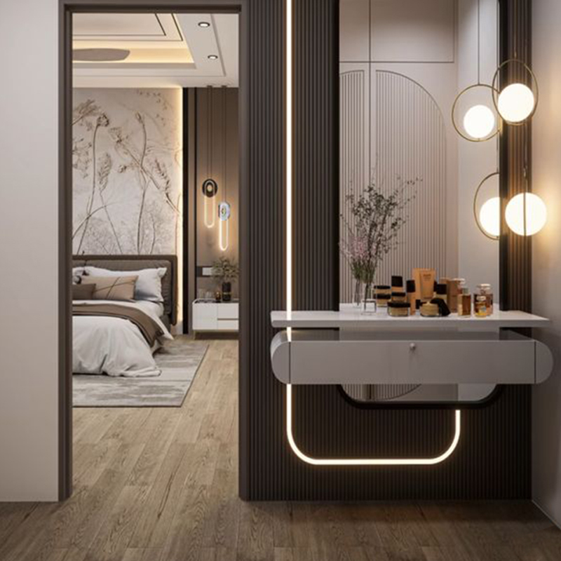 Mira Compact Vanity Desk With LED Mirror