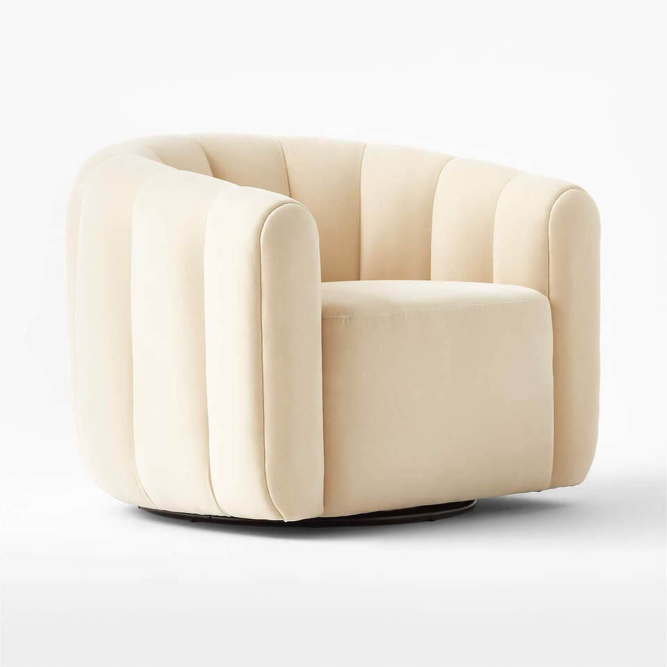 Cream Velvet Swivel Chair