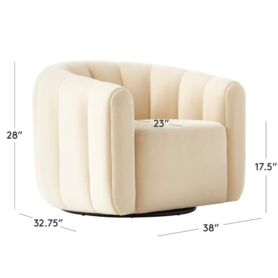 Cream Velvet Swivel Chair - Image 2