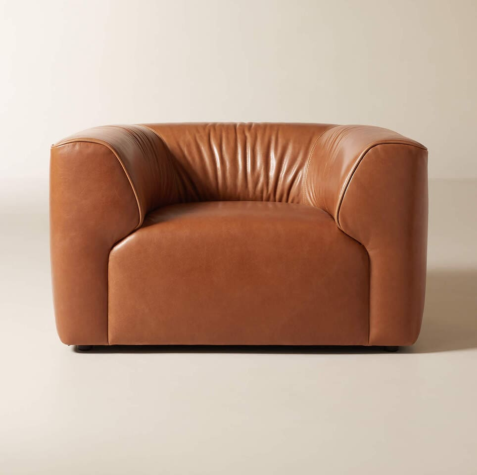 Modern Low-Slung Leather Lounge Chair - Image 7