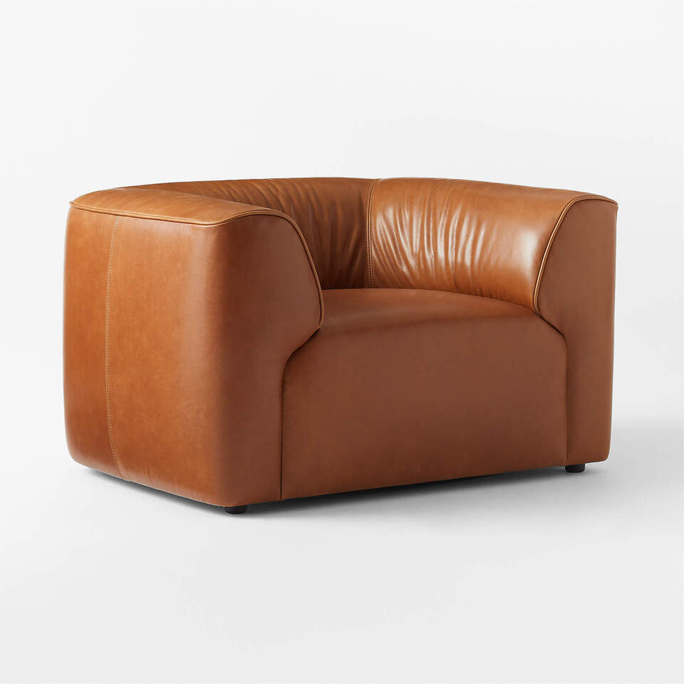 Modern Low-Slung Leather Lounge Chair - Image 6