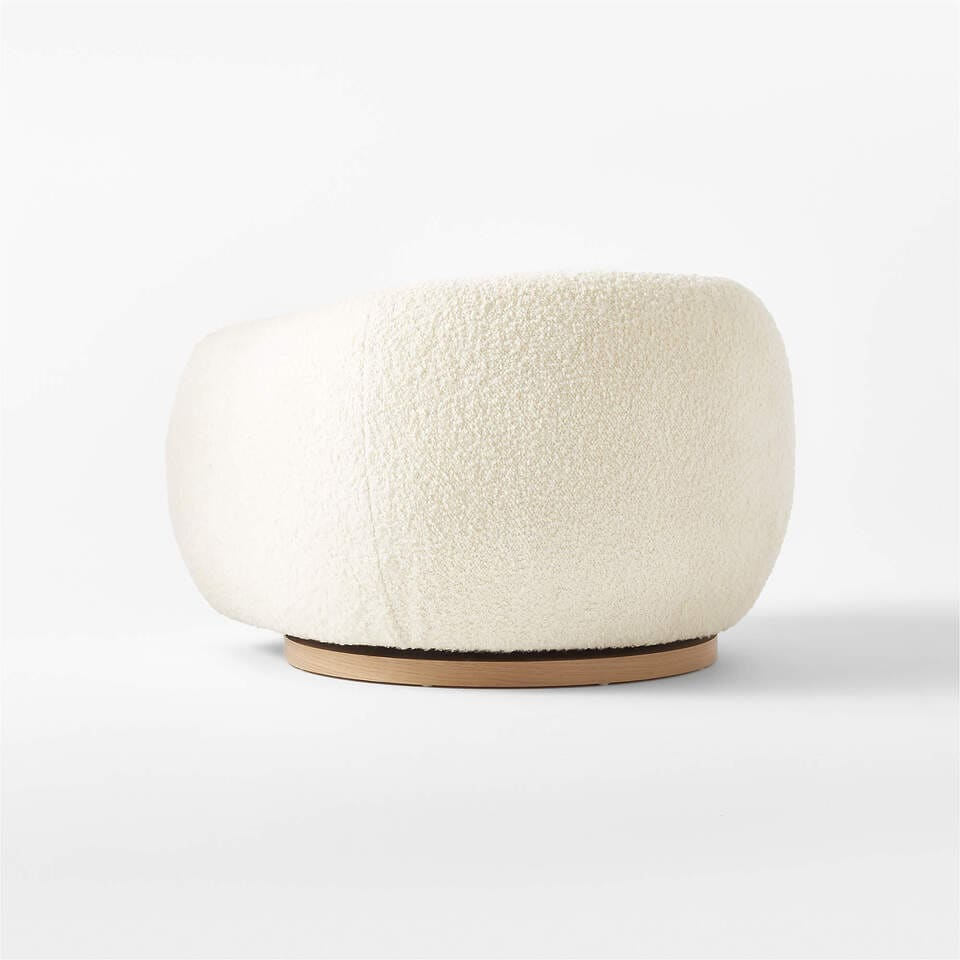 Modern Boucle Swivel Chair – Plush Curved - Image 5