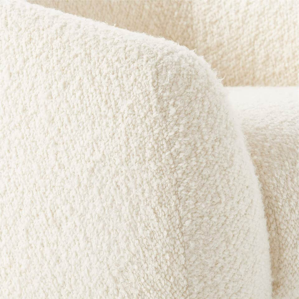 Modern Boucle Swivel Chair – Plush Curved - Image 3