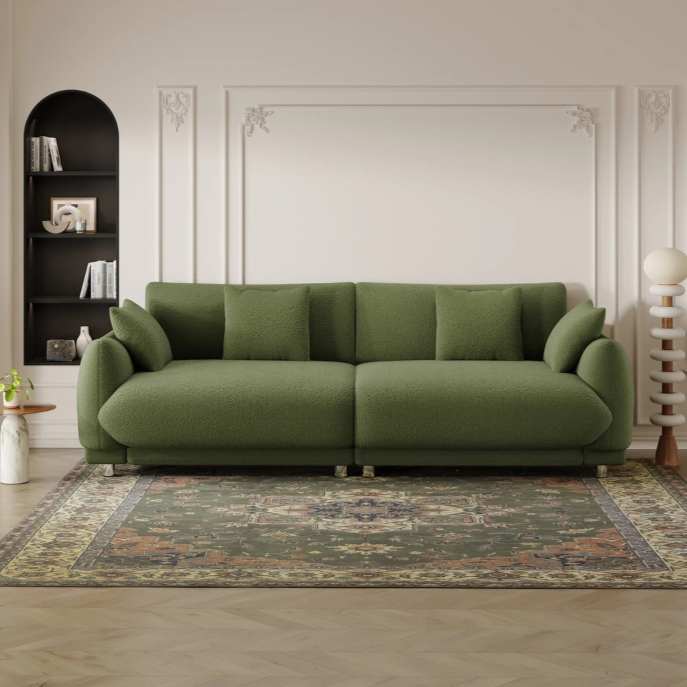 3-Seater Luxury Wool Green Sofa