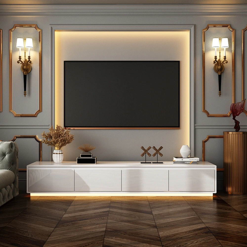 White Gloss Entertainment TV Unit With Storage