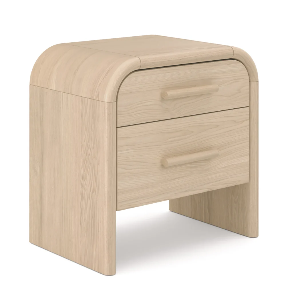 Light Oak Modern Two-Drawer-Bedside Table - Image 3